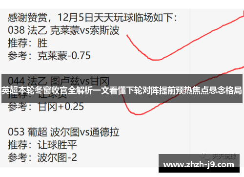 英超本轮冬窗收官全解析一文看懂下轮对阵提前预热焦点悬念格局